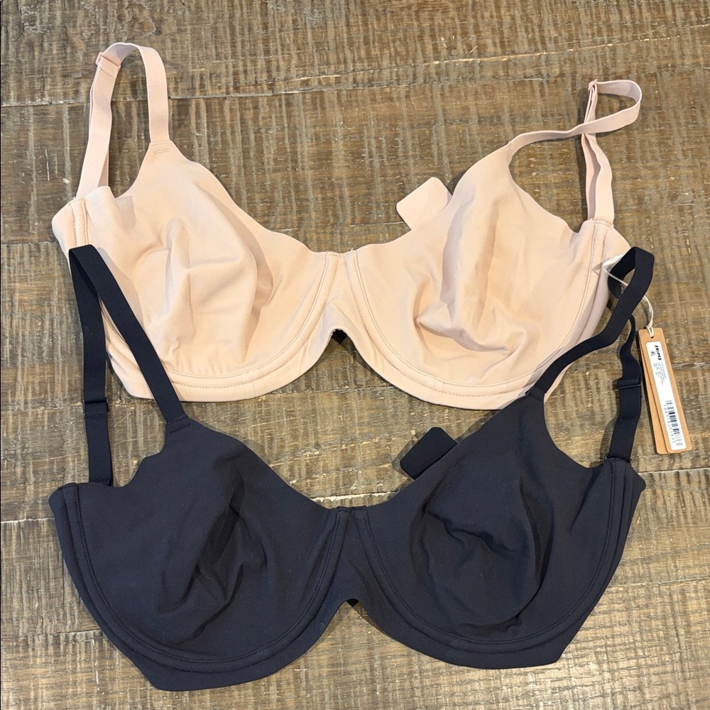 Skims 32H Women's fits everybody Underwire Bra Set - Black and Nude